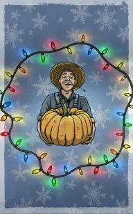 Farmer Wrapped in Lights