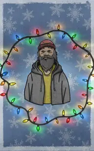 Hobo Wrapped in Lights