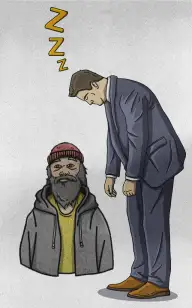 Hobo Sleeping on the Job