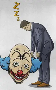 Clown Sleeping on the Job